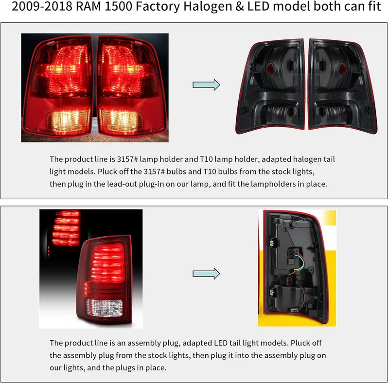 VLAND LED Tail Lights For 2009-2018 Dodge RAM 1500 2500 3500 LED Taillights Amber Sequential Turn Signal - Image 7