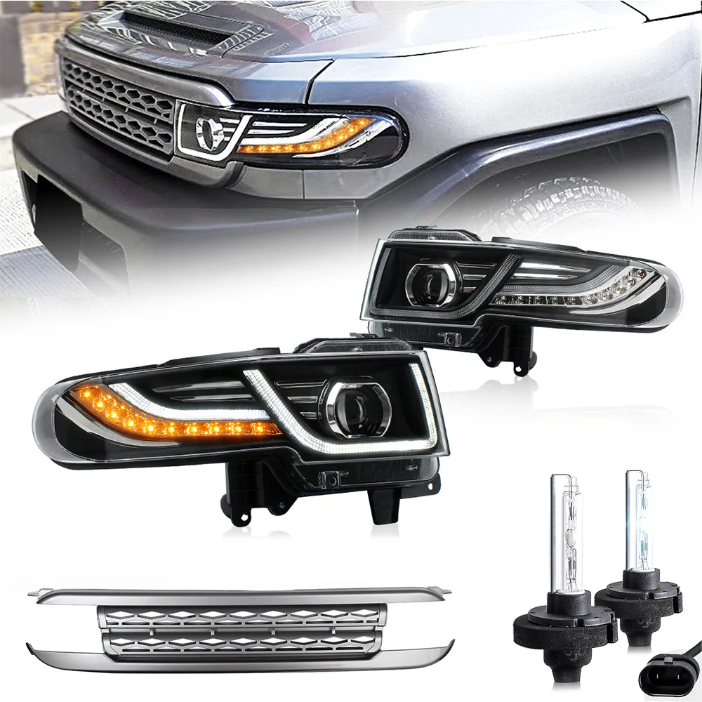 VLAND LED Headlights With Grille Assembly+2PCs D2H Xenon Bulbs Fit for 2007-2015 Toyota FJ Cruiser 1st Gen - Image 2