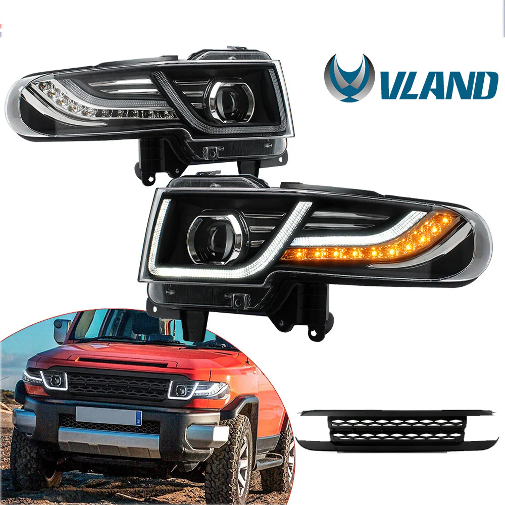 VLAND LED Headlights With Grille Assembly+2PCs D2H Xenon Bulbs Fit for 2007-2015 Toyota FJ Cruiser 1st Gen - Image 3