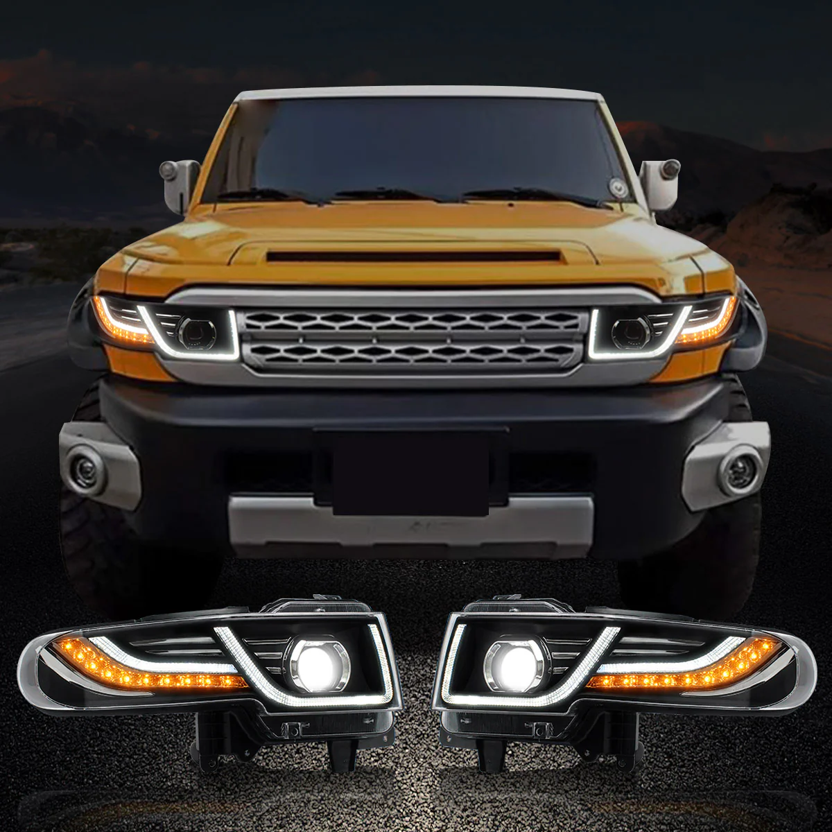 VLAND LED Headlights With Grille Assembly+2PCs D2H Xenon Bulbs Fit for 2007-2015 Toyota FJ Cruiser 1st Gen - Image 7