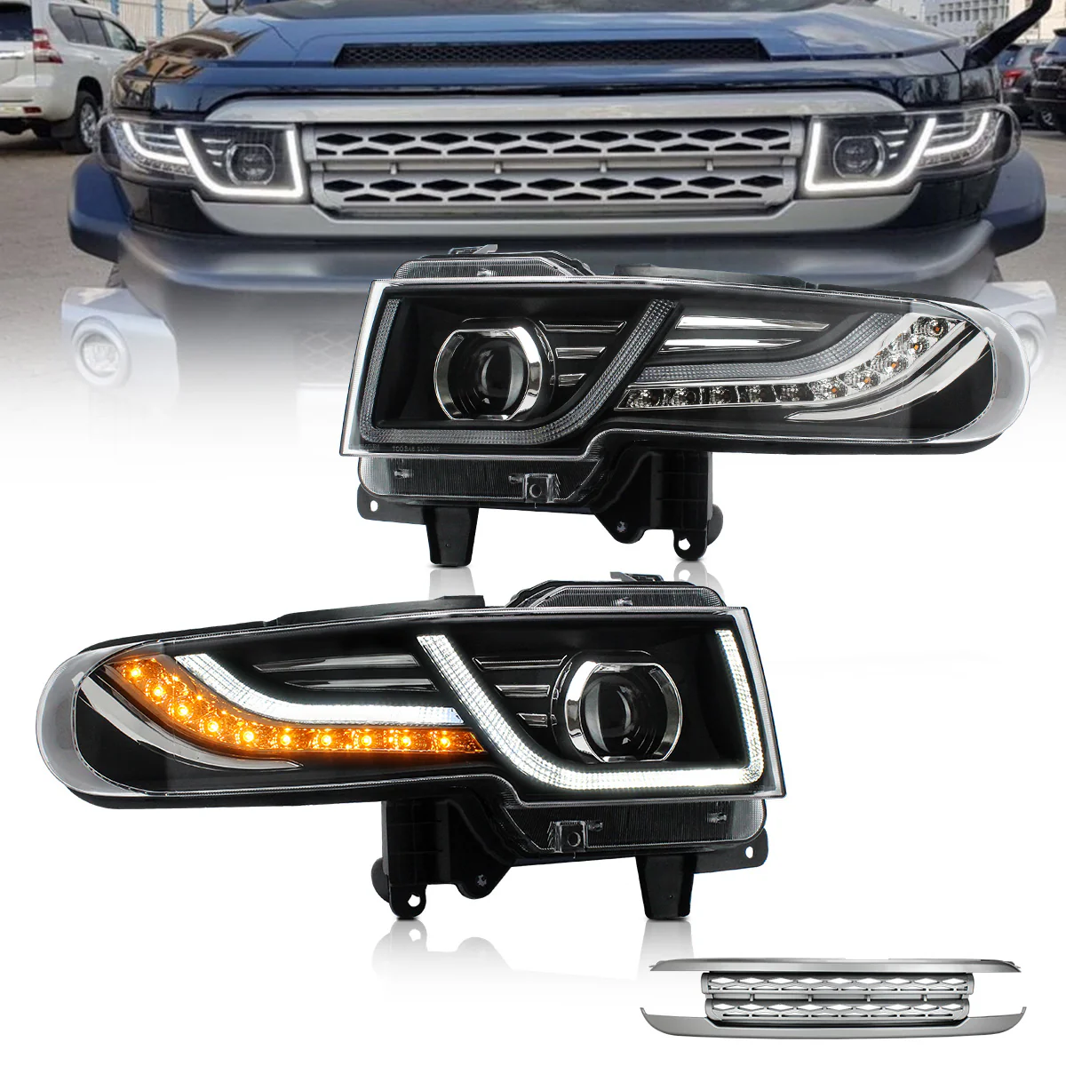 VLAND LED Headlights With Grille Assembly+2PCs D2H Xenon Bulbs Fit for 2007-2015 Toyota FJ Cruiser 1st Gen - Image 8