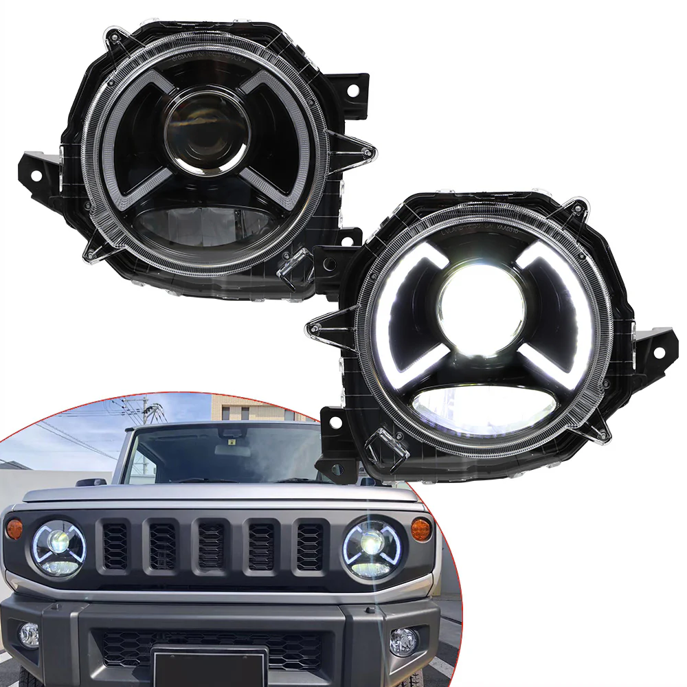 VLAND LED/Projector Headlights For Suzuki Jimny 2018-2023 with Blue LED Welcome DRL Light