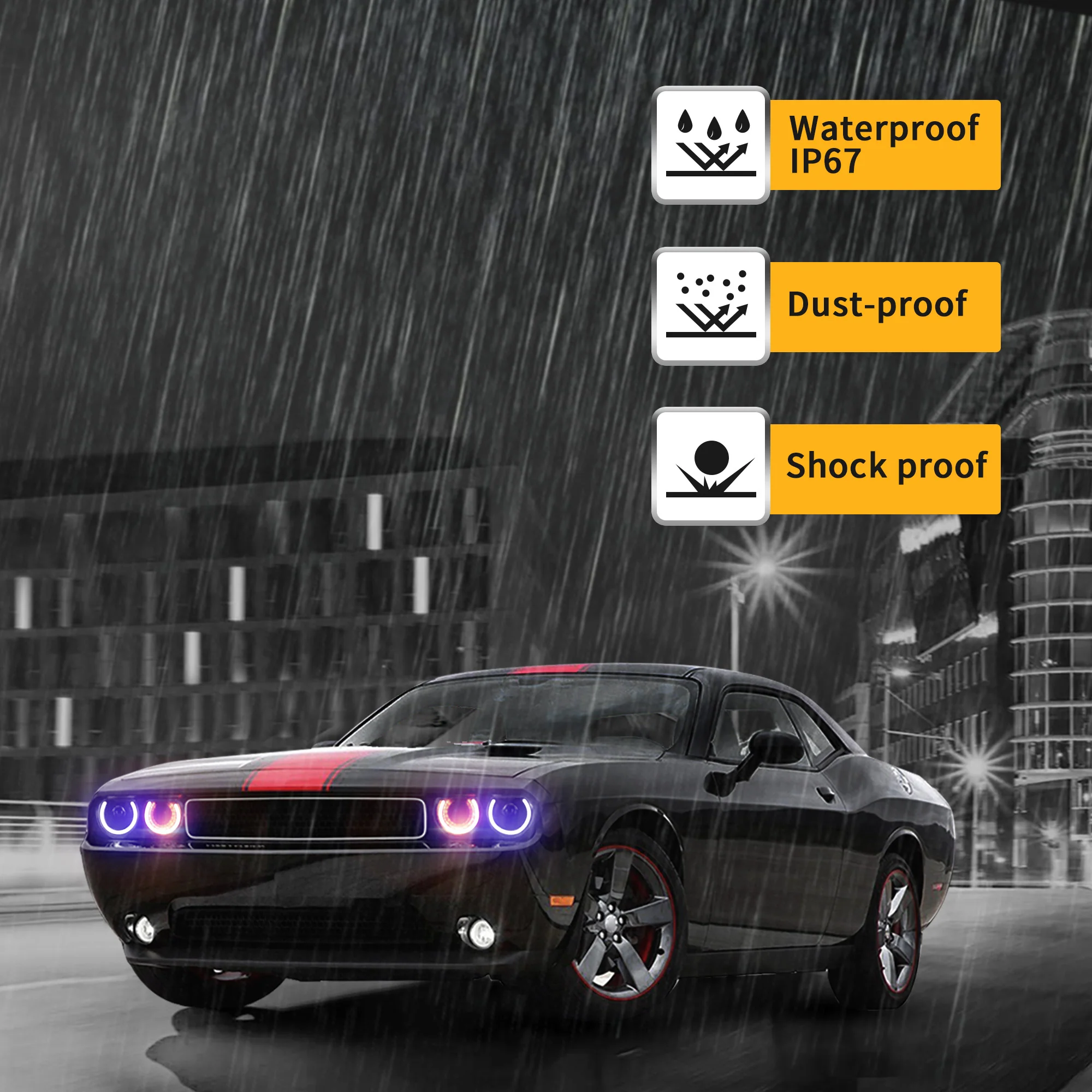 VLAND RGB Dual Beam Headlights For Dodge Challenger 2008-2014 - Image 7