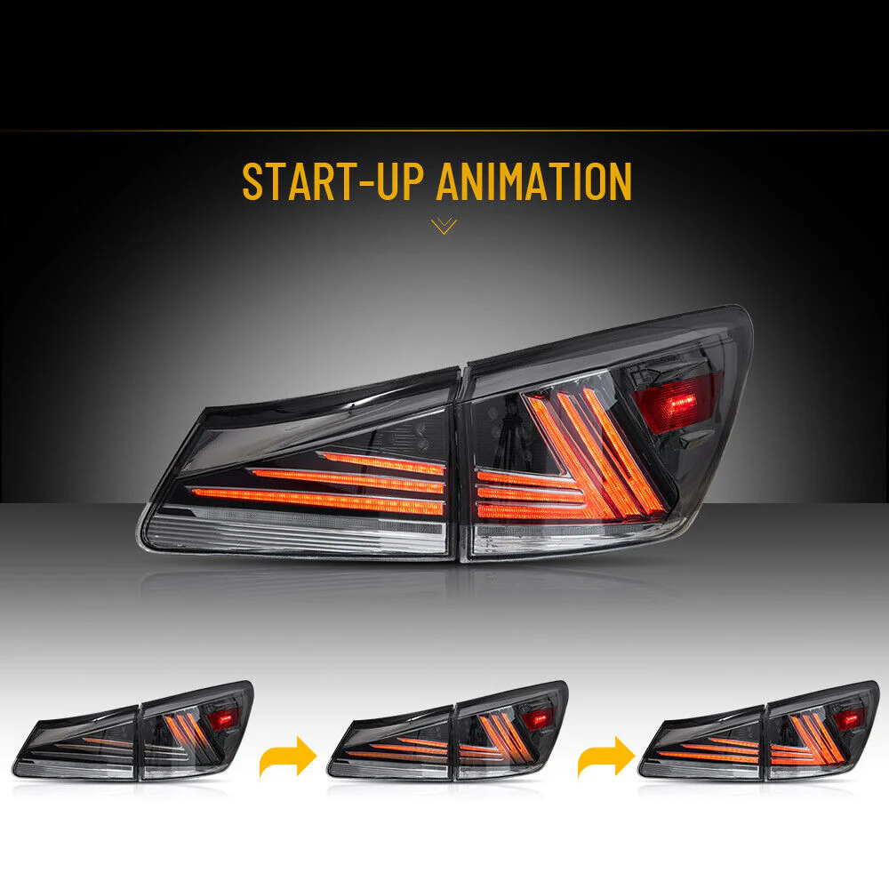 VLAND LED Tail Lights For 2005-2013 Lexus IS250 350 ISF IS300 220d 200d [XE20] 2005-2013 w/Animation - Image 6