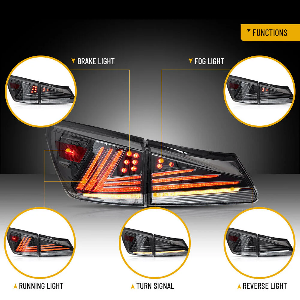 VLAND LED Tail Lights For 2005-2013 Lexus IS250 350 ISF IS300 220d 200d [XE20] 2005-2013 w/Animation - Image 9