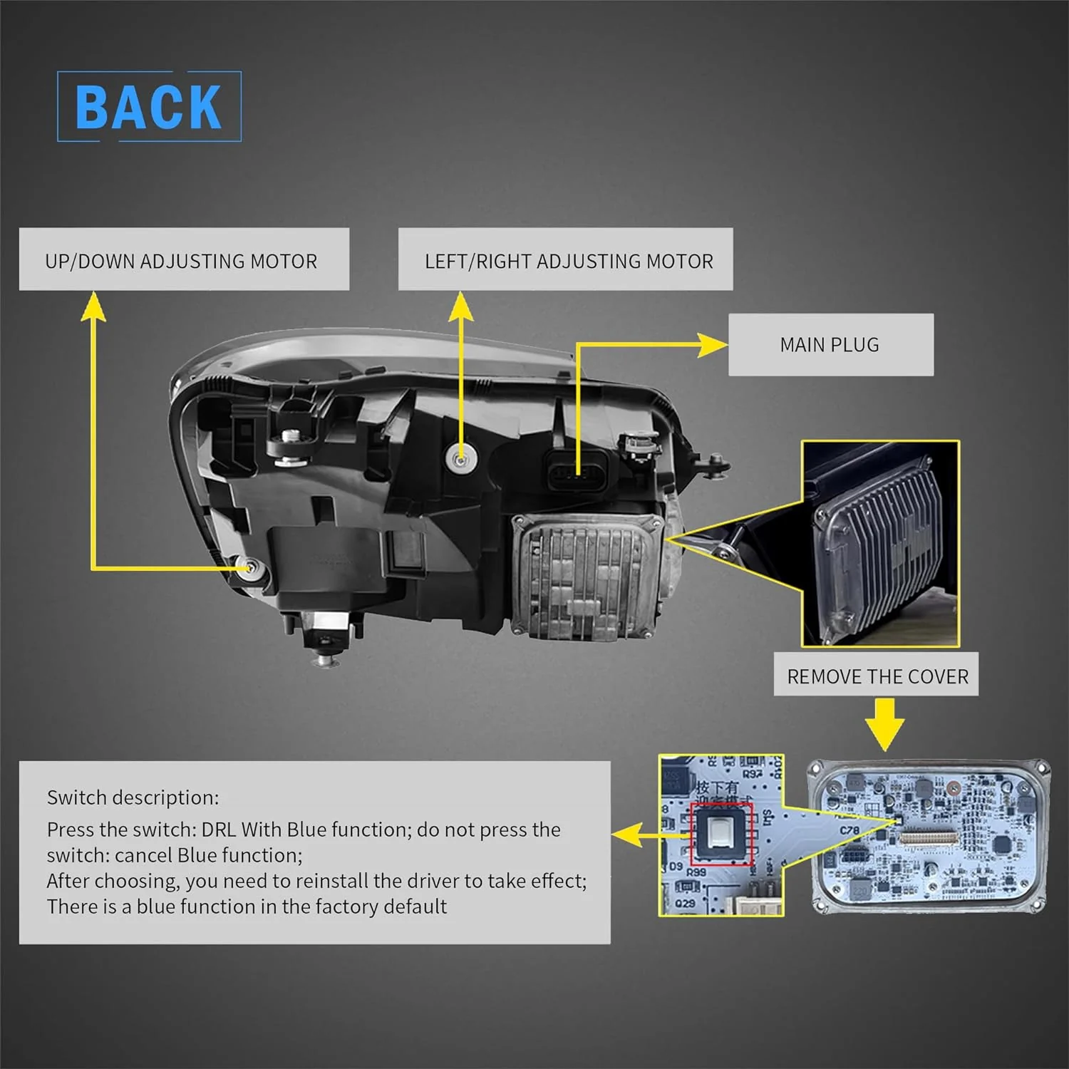 VLAND LED Headlight for Mercedes-Benz S-Class W222 6th Gen 2014-2017 w/ Blue DRL - Image 6