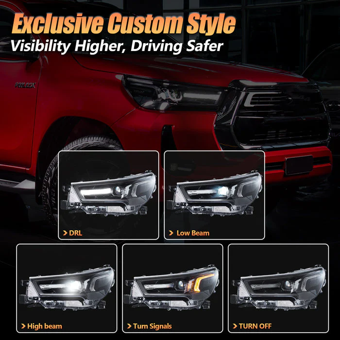 VLAND LED Headlights For Toyota Hilux / Revo 2021-2024 - Image 4