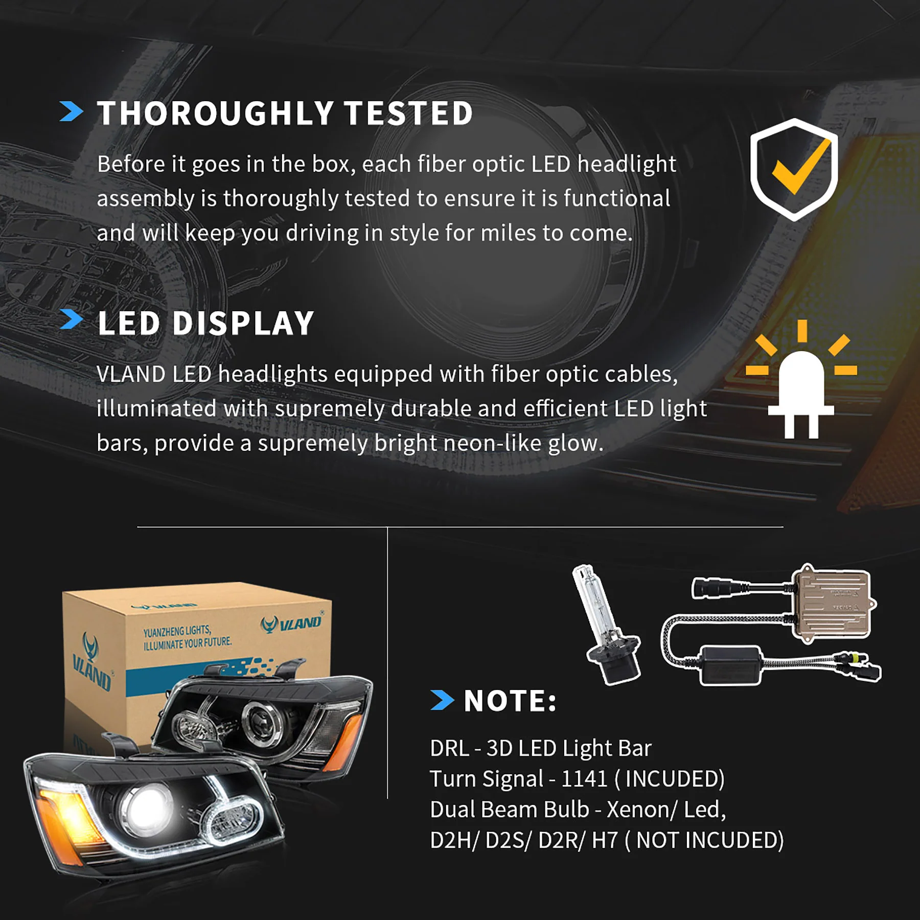 VLAND for Toyota Highlander LED Projector Headlights 2001-2007 1st Gen XU20(Fit For US Models) - Image 14