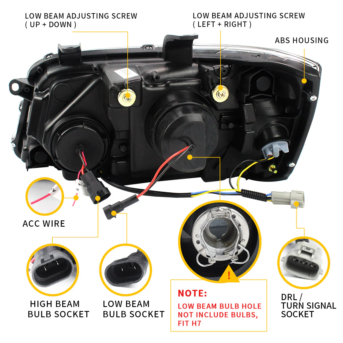 VLAND for Toyota Highlander LED Projector Headlights 2001-2007 1st Gen XU20(Fit For US Models) - Image 3