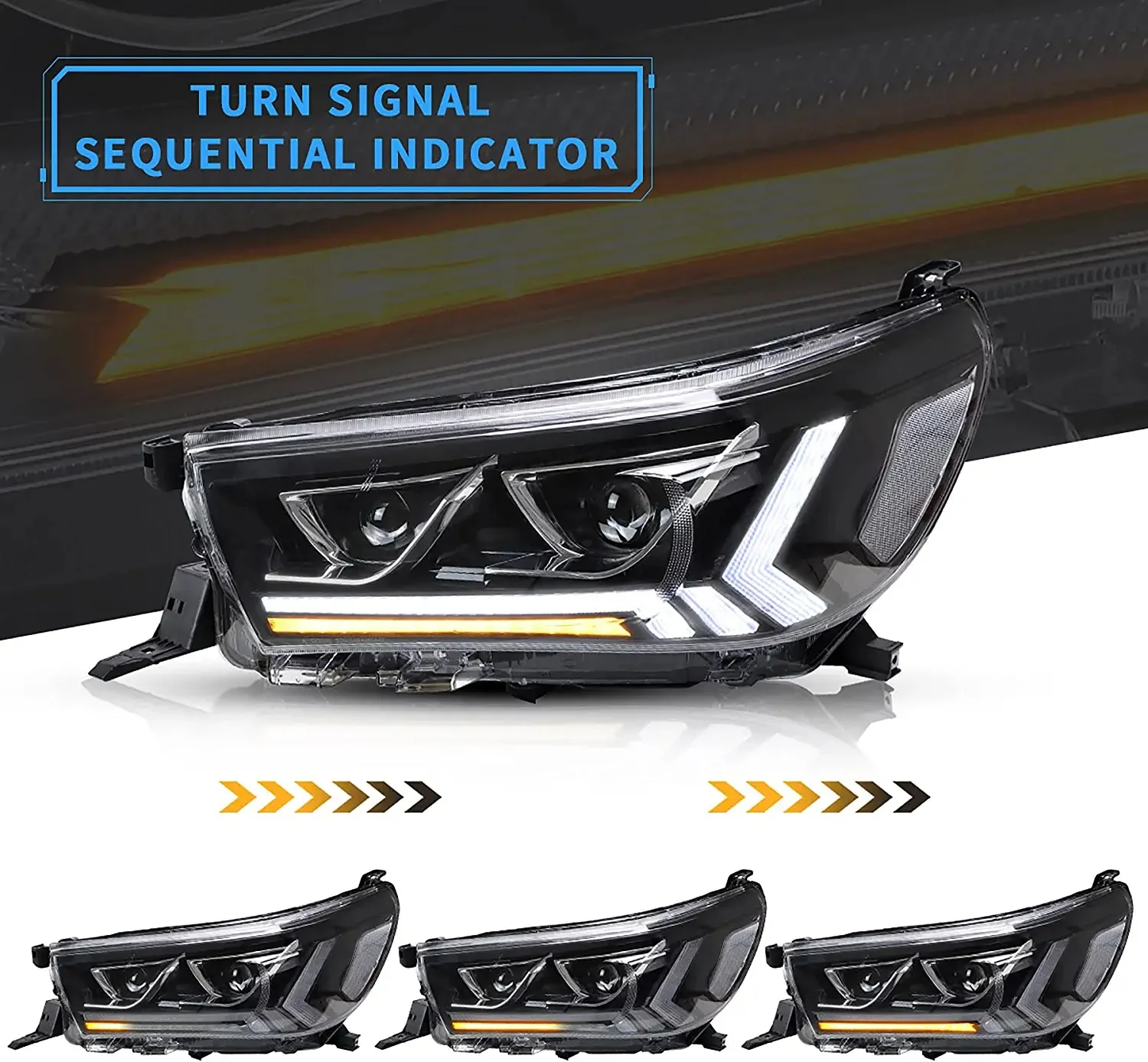 VLAND LED Headlights For Toyota Hilux Vigo Revo 2015-2020 8th Gen - Image 4