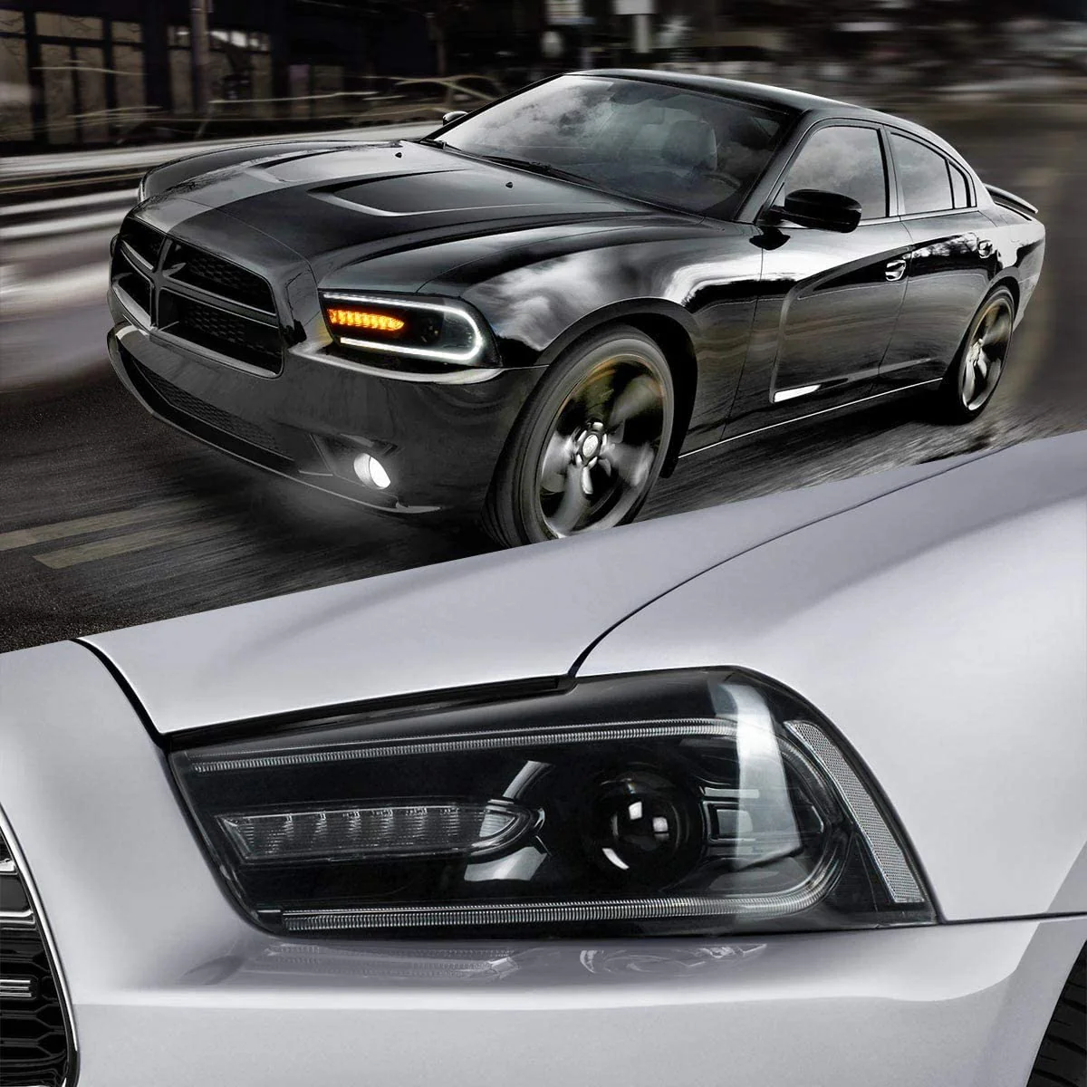 VLAND Dual Beam Projector Headlights for Dodge Charger 2011-2014 - Image 4