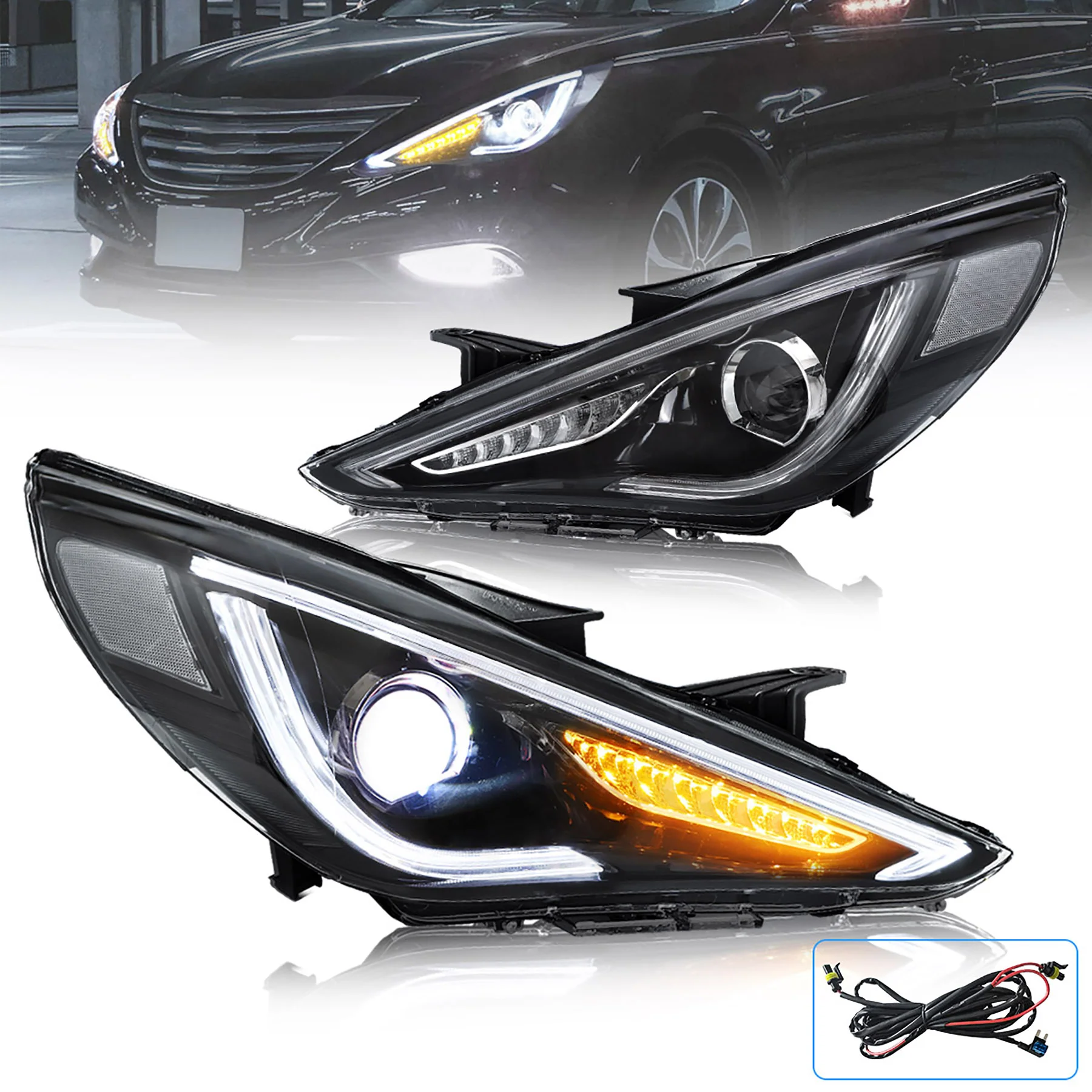 VLAND Dual Beam Sequential Headlights For Hyundai Sonata 2011-2014