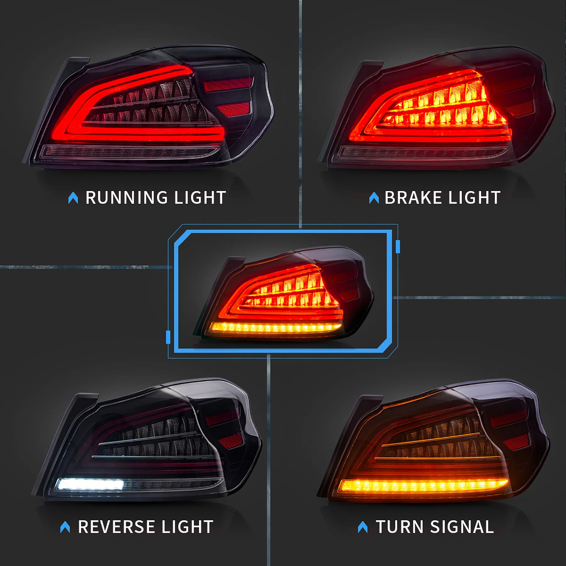 VLAND Full LED Tail Lights For 2015-2021 Subaru WRX / WRX STI With Sequential Turn Signals - Image 7