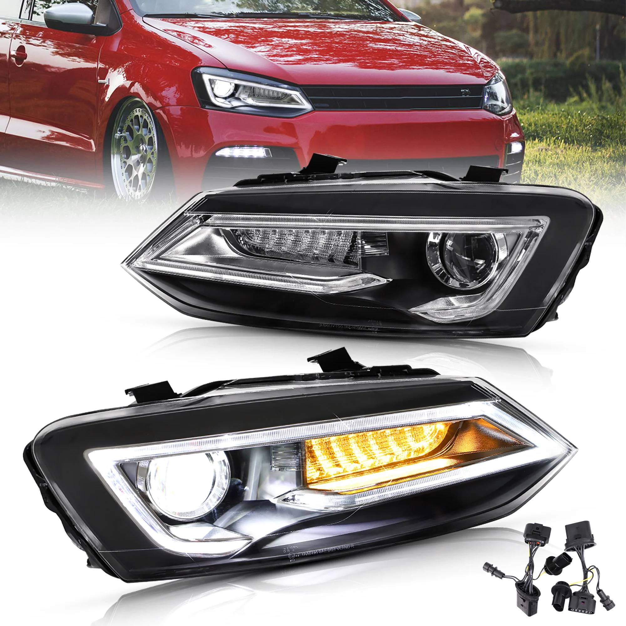 VLAND Dual Beam LED Headlights Volkswagen Polo 2009-2017