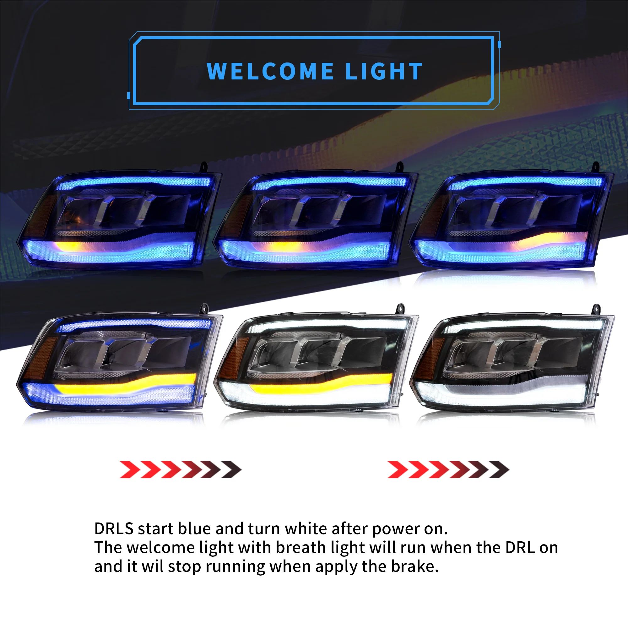 VLAND Full LED Headlights For Dodge Ram 1500/2500/3500 2009-2018/Ram 1500 Classic 2019-2021 - Image 3