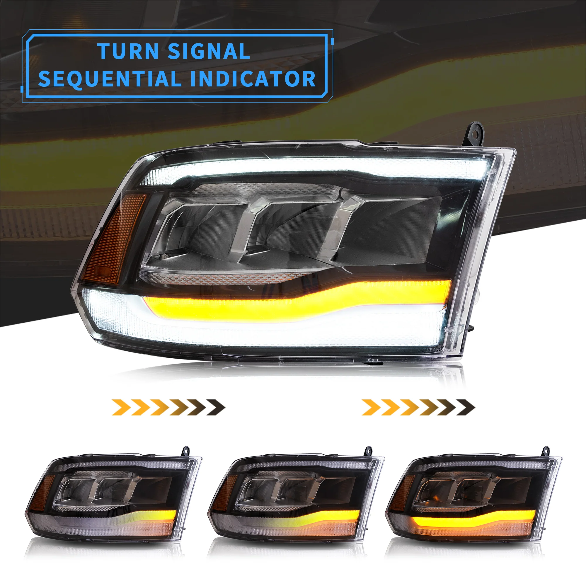 VLAND Full LED Headlights For Dodge Ram 1500/2500/3500 2009-2018/Ram 1500 Classic 2019-2021 - Image 4