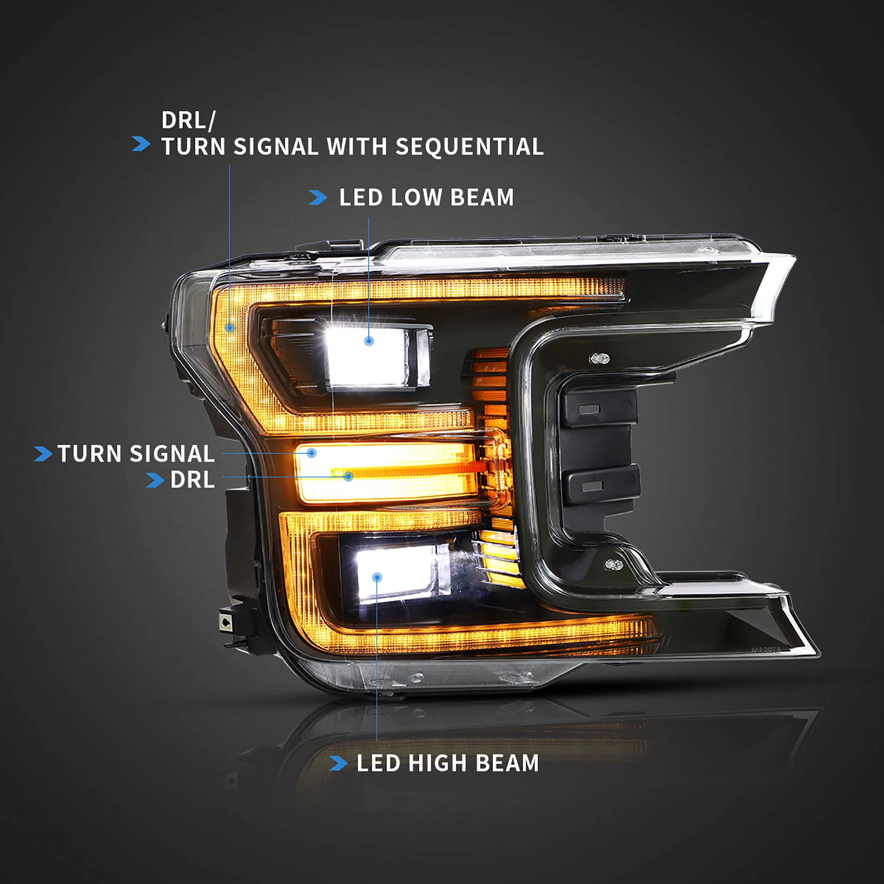 VLAND Full LED Headlights for Ford F150 2018-2020 - Image 3