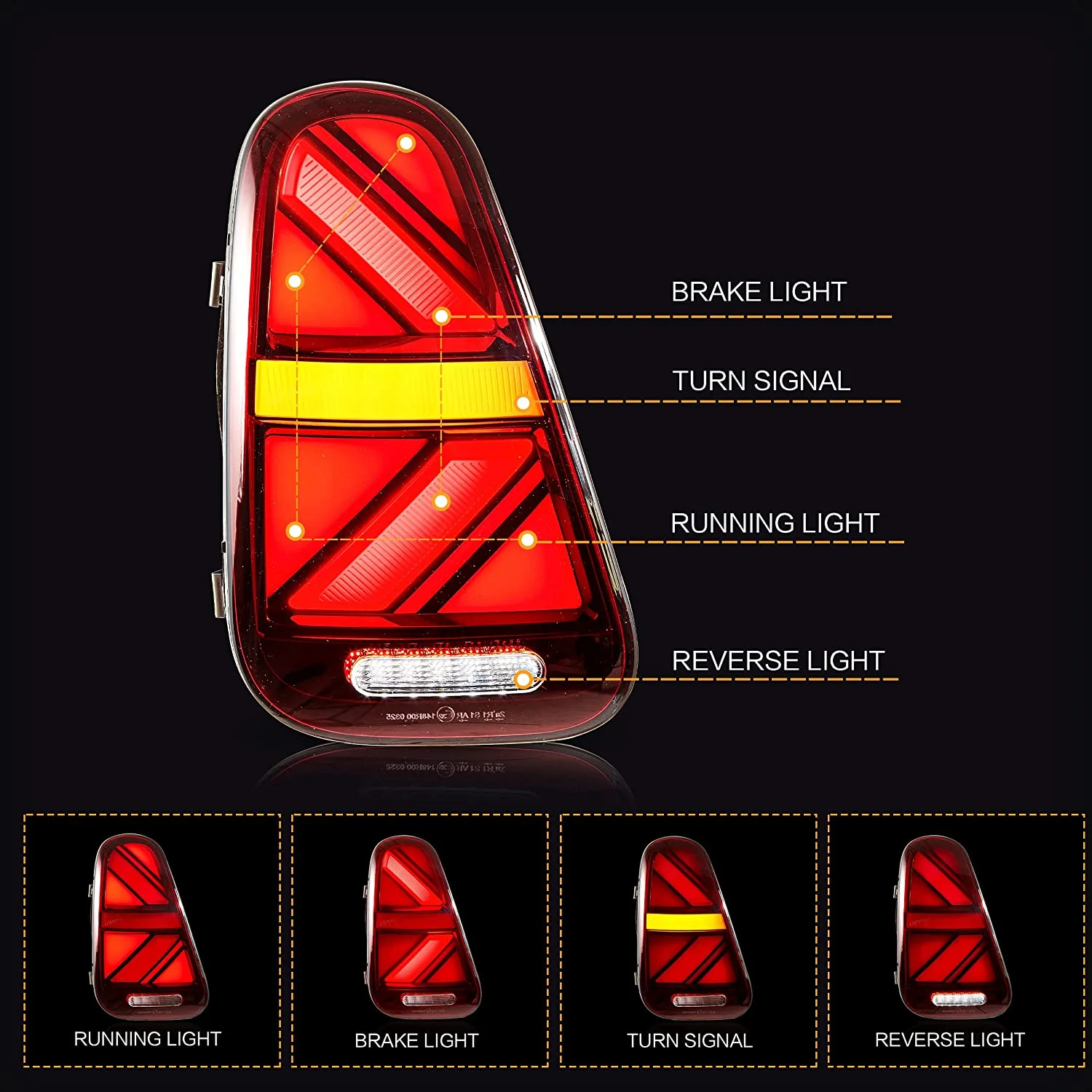 VLAND Full LED Tail lights For BMW Mini Cooper R50 R52 R53 2001-2006 With Dynamic Animation DRL - Image 9