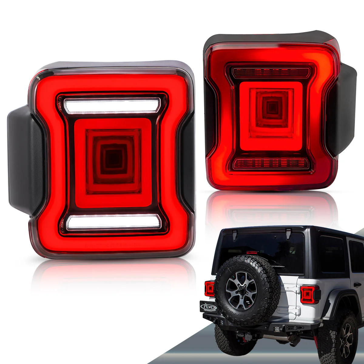 VLAND Tail Lights for Jeep Wrangler JL 2018-2023 with Dynamic Animation and Dual Reverse Lights - Image 2
