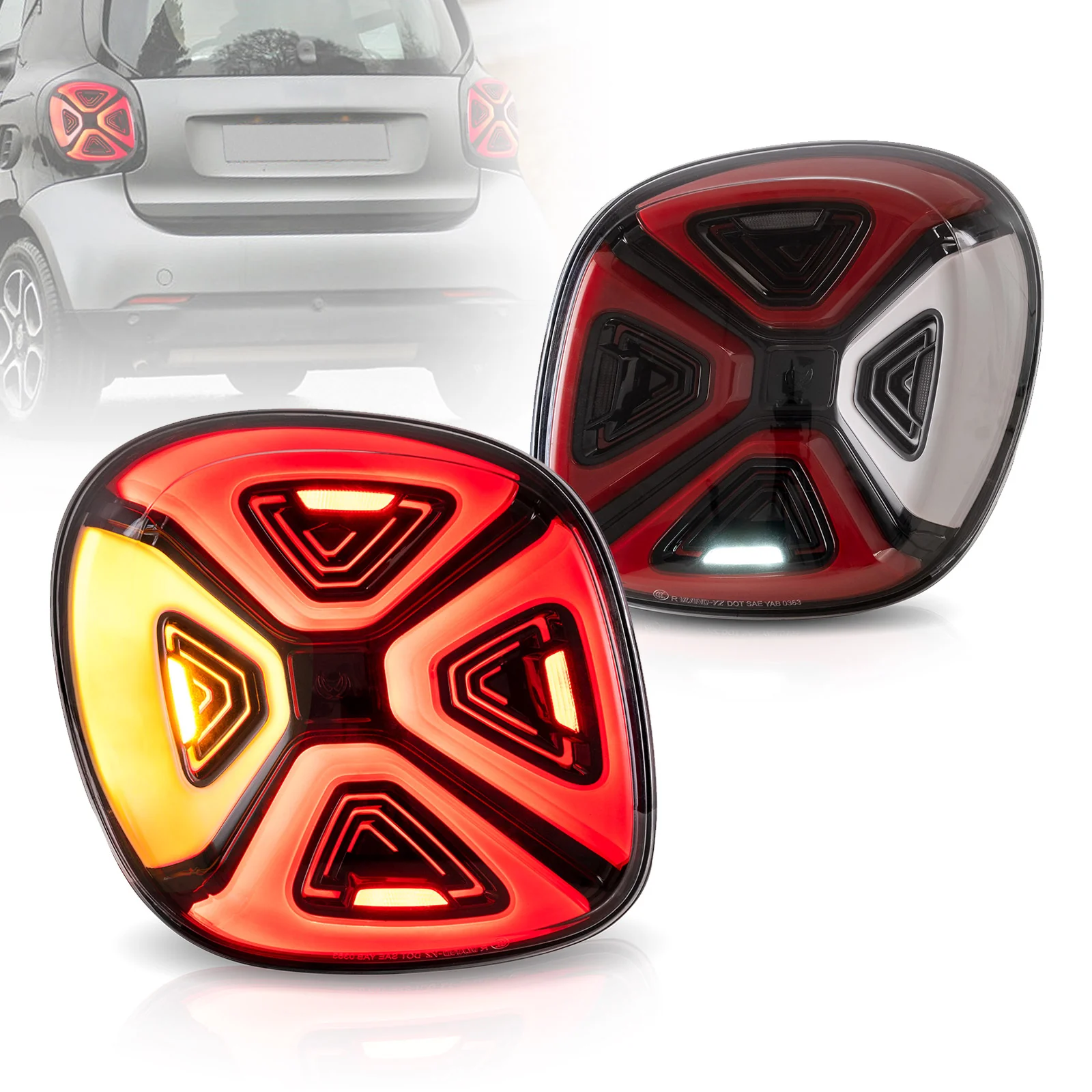 VLAND Full LED Tail Lights For Mercedez Benz Smart 453 Fortwo/Forfour 2015-2019 With Start-up Animation