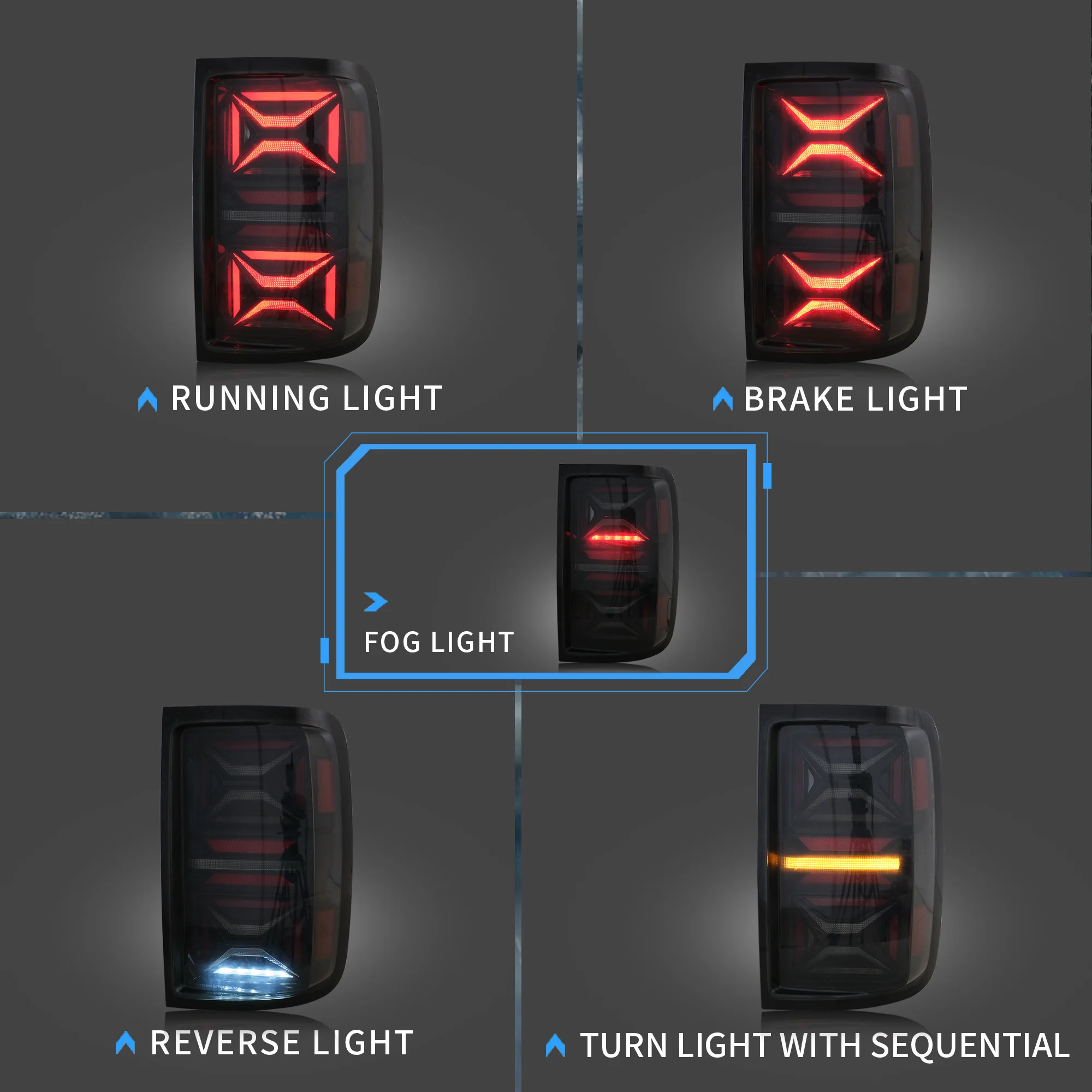 VLAND Full LED Tail Lights For Volkswagen Amarok 2010-2021 With Sequential Turn Indicator - Image 3