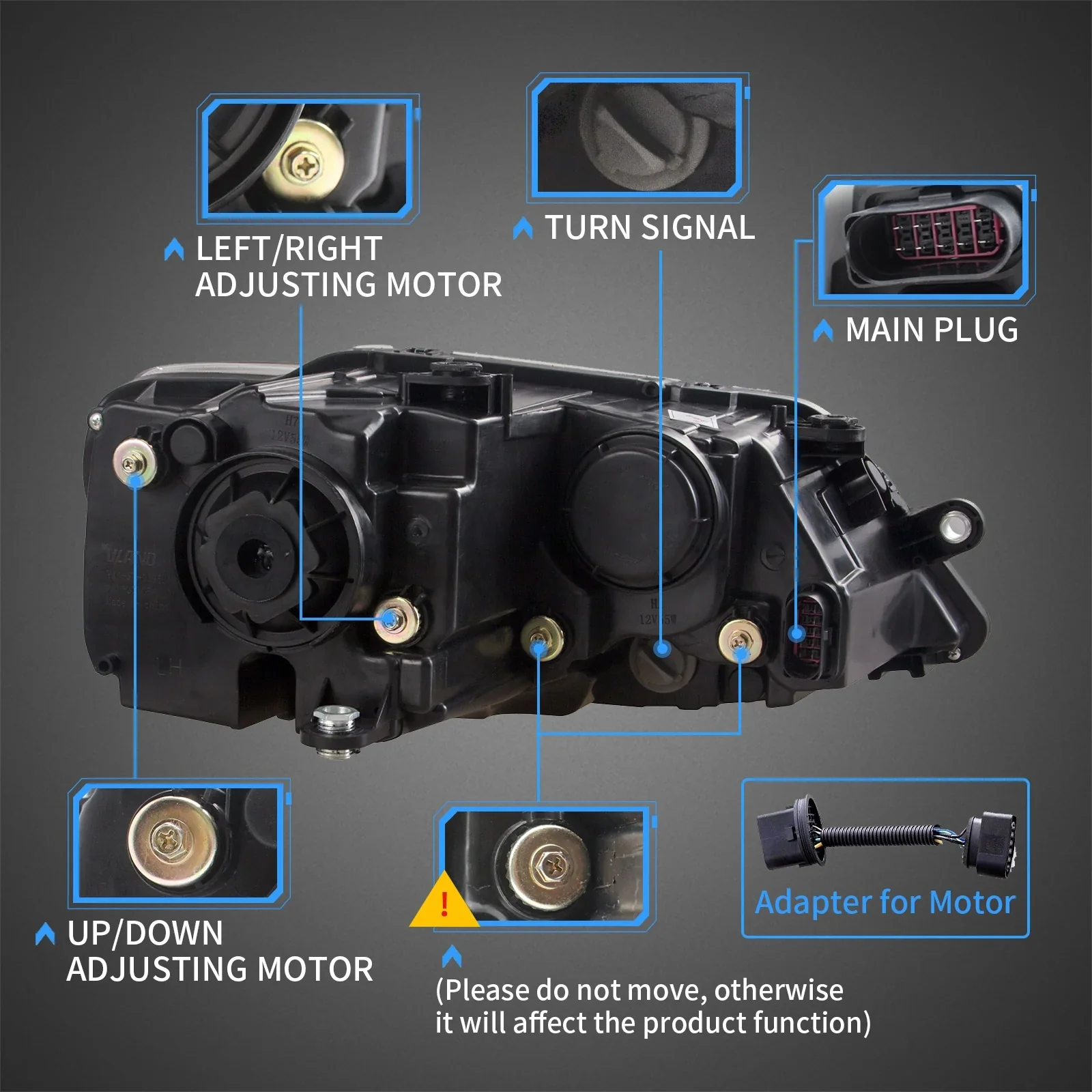 VLAND Headlights+ D2H Bulbs with Decoder Assembly Fit for Volkswagen Jetta 2011-2018 - Image 9