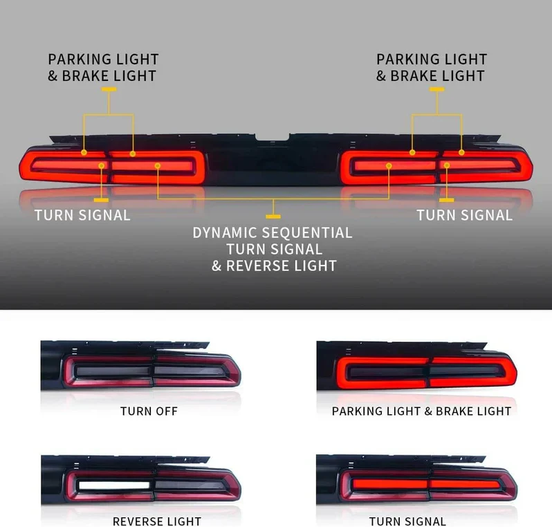VLAND LED Halo Headlights(RGB)+Taillights For Dodge Challenger 2008-2014 - Image 11