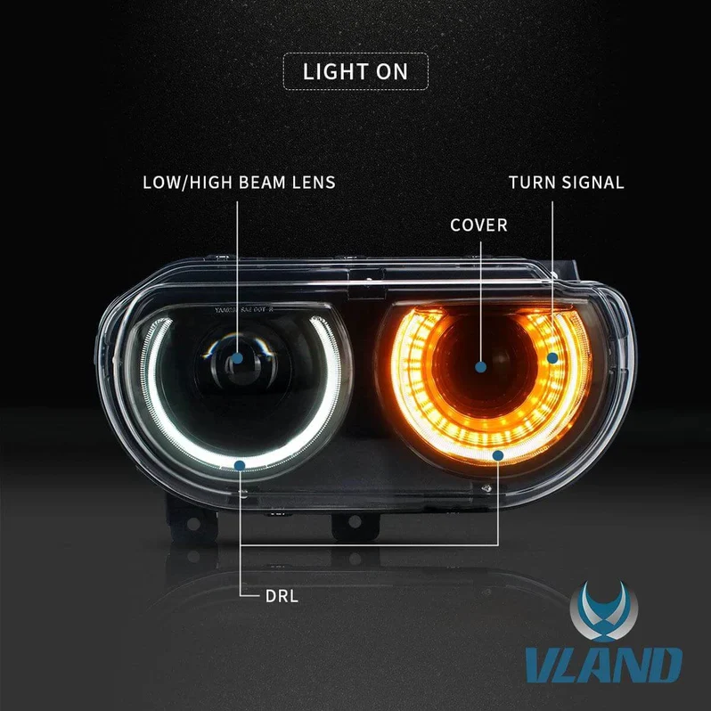 VLAND LED Halo Headlights(RGB)+Taillights For Dodge Challenger 2008-2014 - Image 13