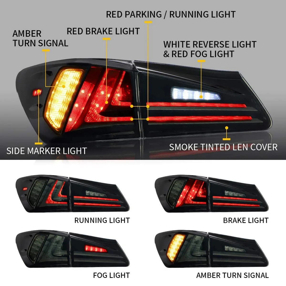 VLAND LED Headlights and Tail Lights For Lexus IS250/IS250C IS350/IS350C IS220d 2006-2012 ISF 2008-2014 With Animation& Blue Breathing - Image 12