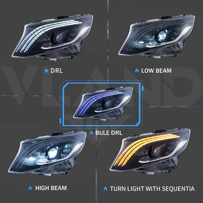 VLAND LED Headlights For 2016-2023 Mercedes Benz V-Class Metris/Vito W447 (Europe is 2014-2024) - Image 6