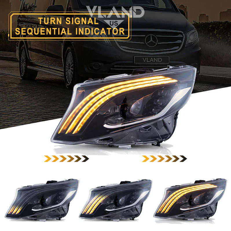 VLAND LED Headlights For 2016-2023 Mercedes Benz V-Class Metris/Vito W447 (Europe is 2014-2024) - Image 8