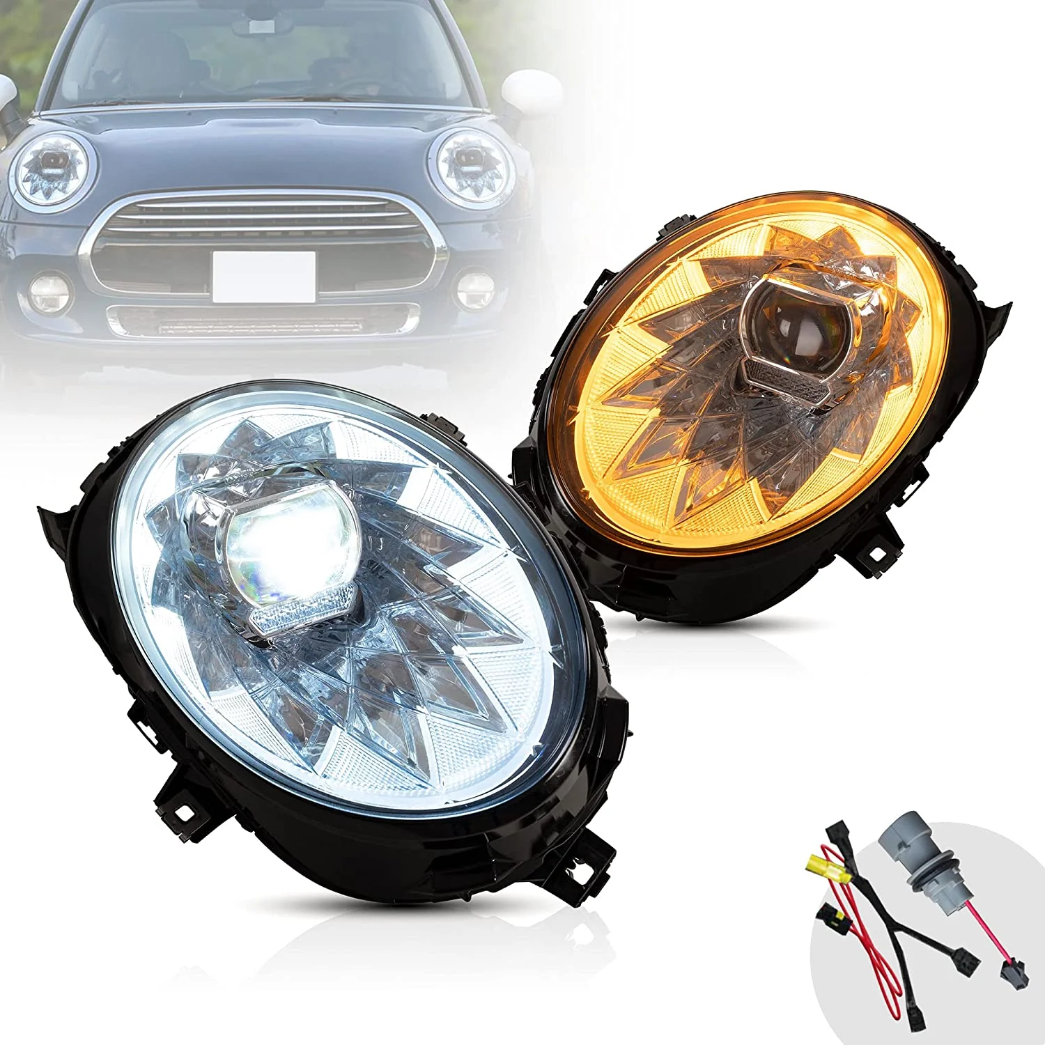 VLAND LED Headlights For BMW Mini Cooper F56 2014-2018 DRL With Animation Function(Not Fit For John Cooper Works/ Superleggera Vision)