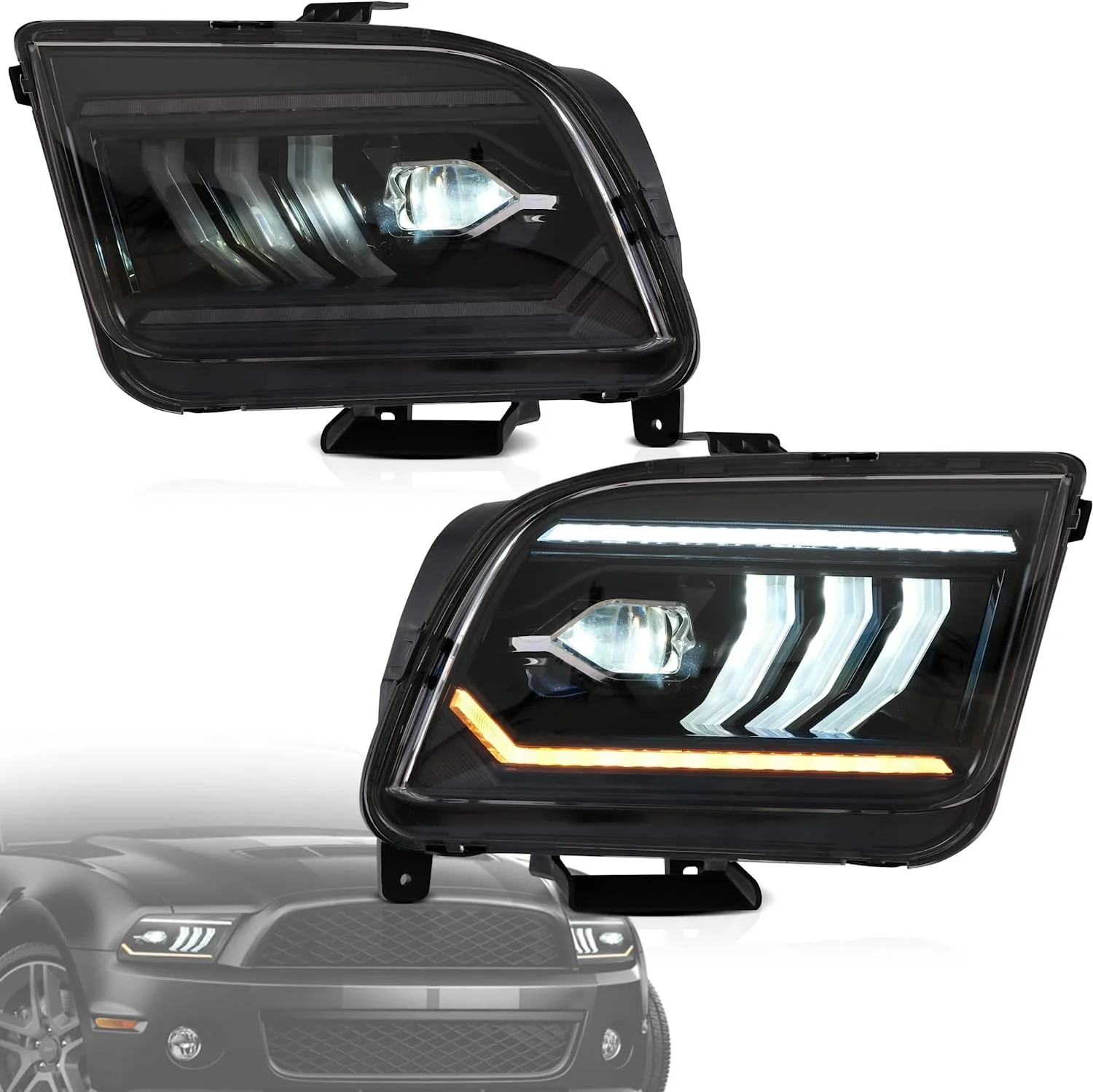 VLAND LED Headlights For Ford Mustang 2005-2009 [NOT Fit Shelby GT500 / GT500KR Models]