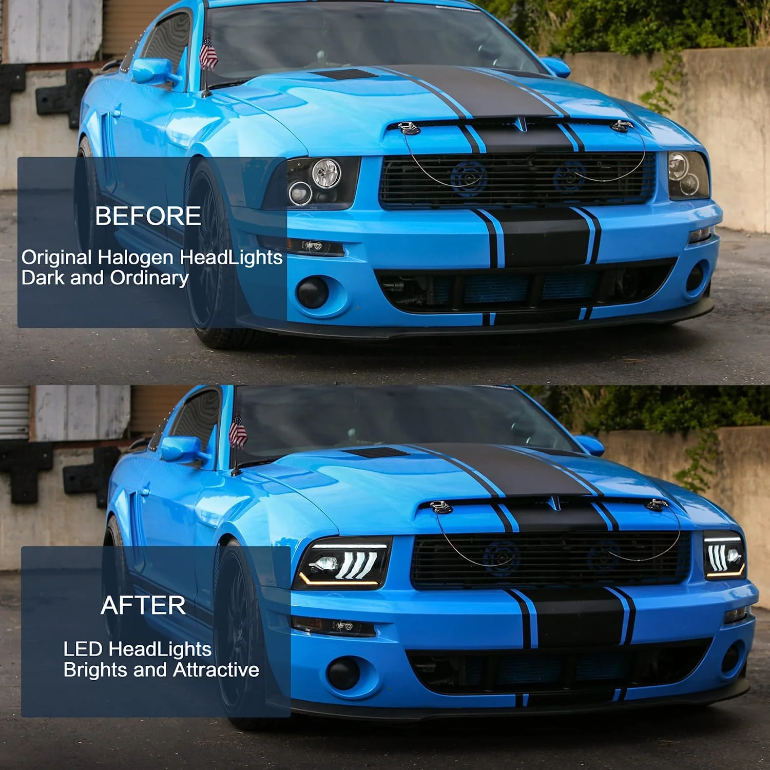 VLAND LED Headlights For Ford Mustang 2005-2009 [NOT Fit Shelby GT500 / GT500KR Models] - Image 4