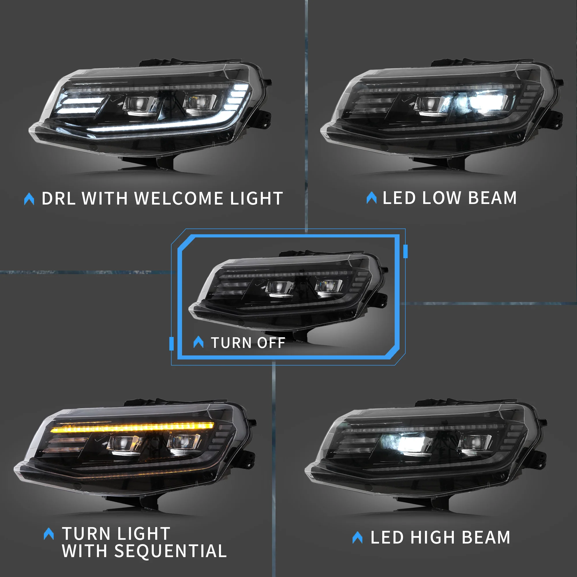 VLAND LED Projector Headlights For Chevrolet / Chevy Camaro LT SS RS ZL LS 2016-2018 - Image 12