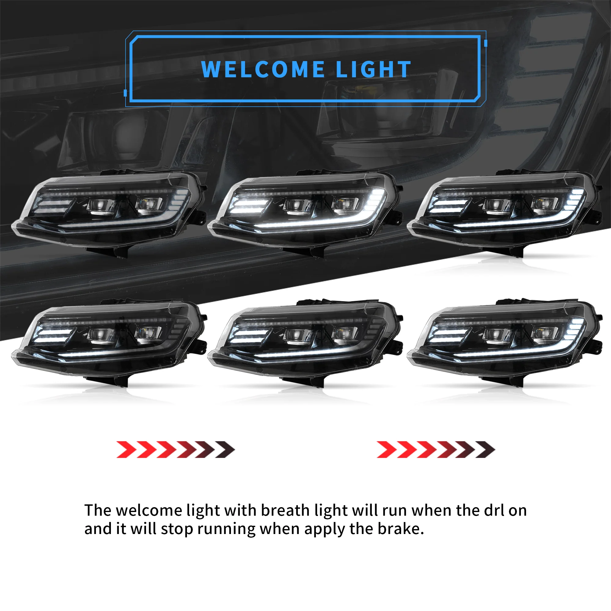 VLAND LED Projector Headlights For Chevrolet / Chevy Camaro LT SS RS ZL LS 2016-2018 - Image 14
