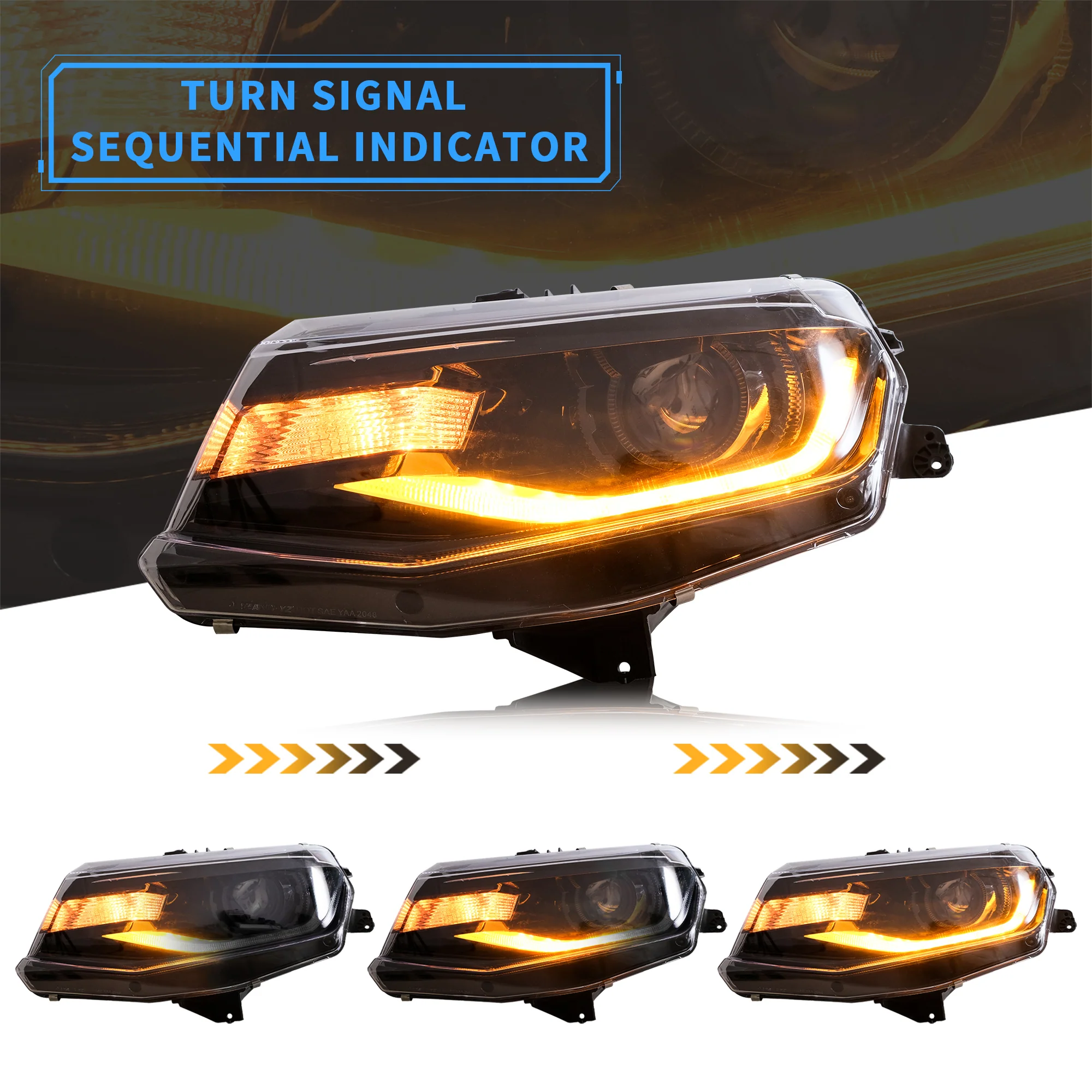 VLAND LED Projector Headlights For Chevrolet / Chevy Camaro LT SS RS ZL LS 2016-2018 - Image 3