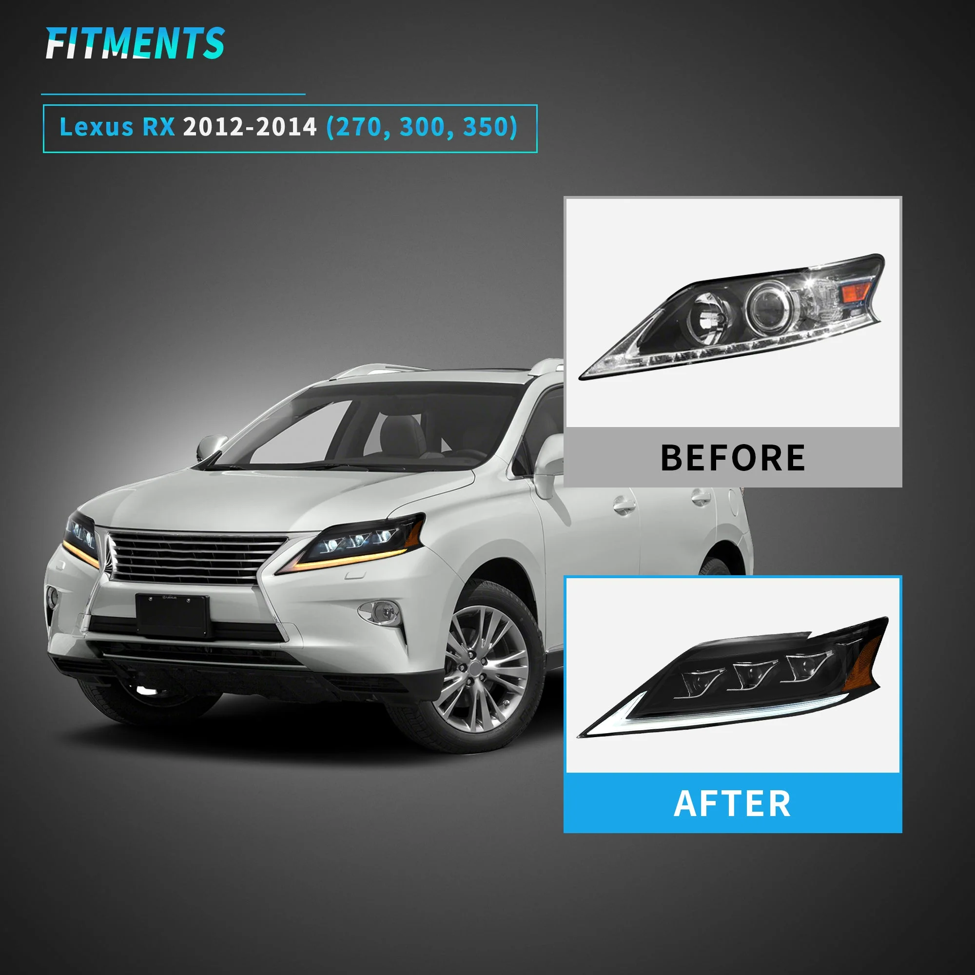 VLAND Headlights For Lexus RX350 RX450H 2013-2015 Third Generation (AL10) [For Xenon Models] - Image 8