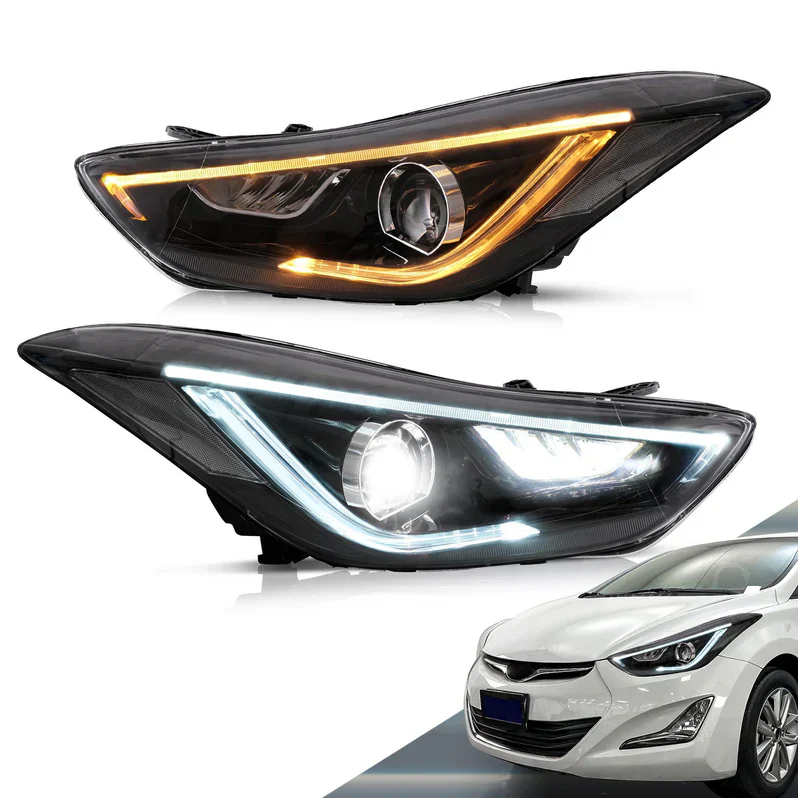 VLAND LED Projector Headlights Fit for 2012-2015 Hyundai Elantra【Avante MD】 W/ Bulbs