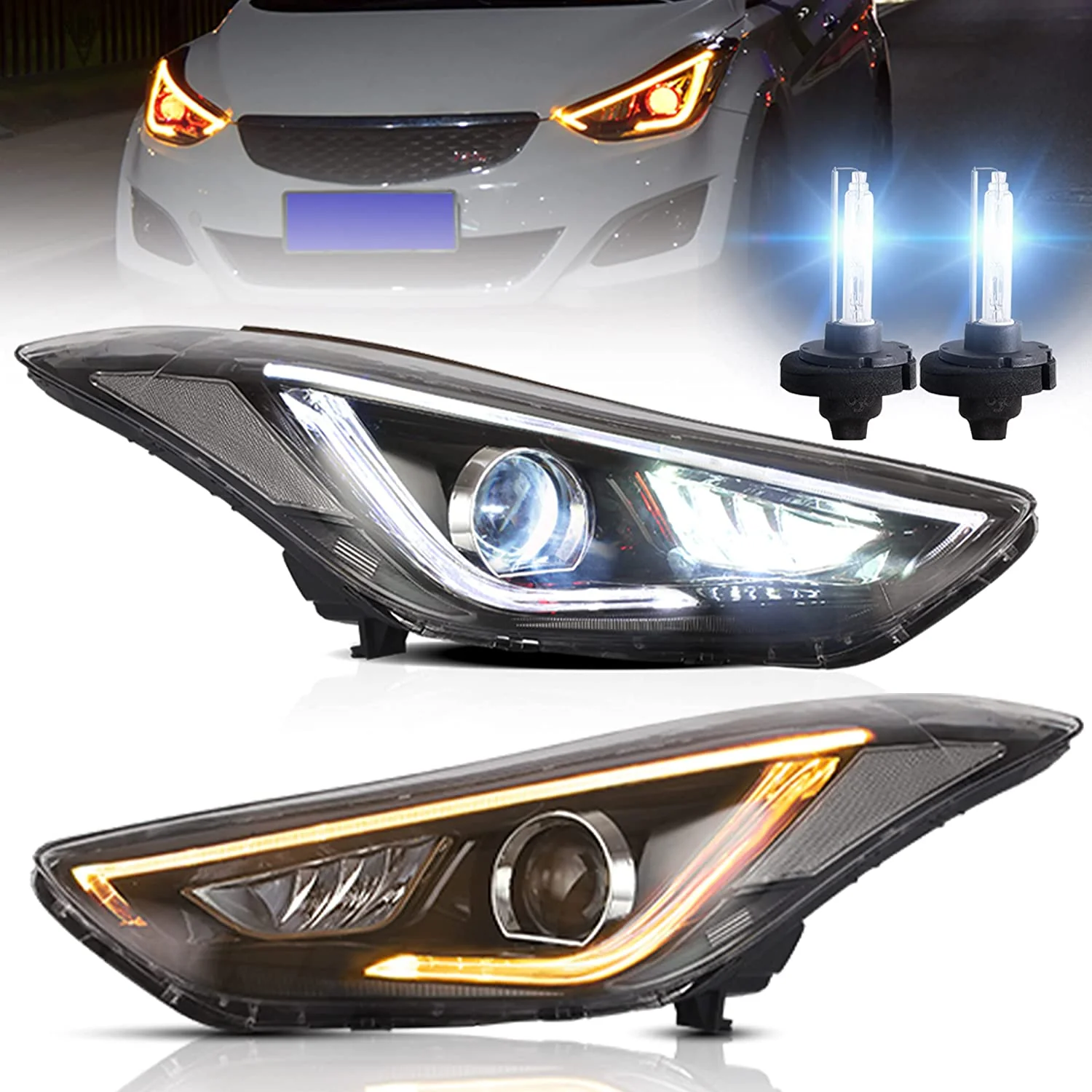 VLAND LED Projector Headlights Fit for 2012-2015 Hyundai Elantra【Avante MD】 W/ Bulbs - Image 2