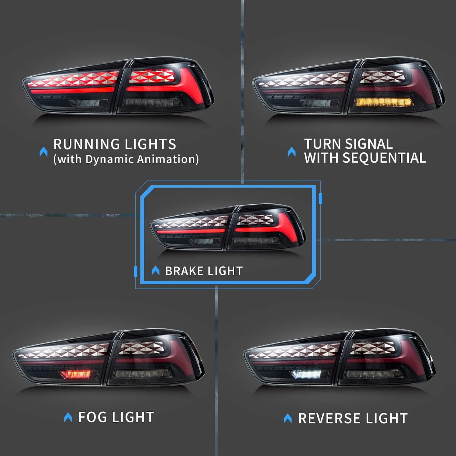 VLAND LED Tail Lights For Mitsubishi Lancer EVO X 2008-2018 - Image 5