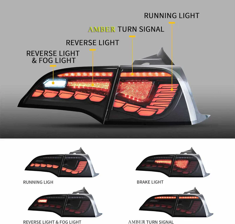 VLAND LED Taillights For 2017-2023 Tesla Model 3/Y Amber Turn signal - Image 2