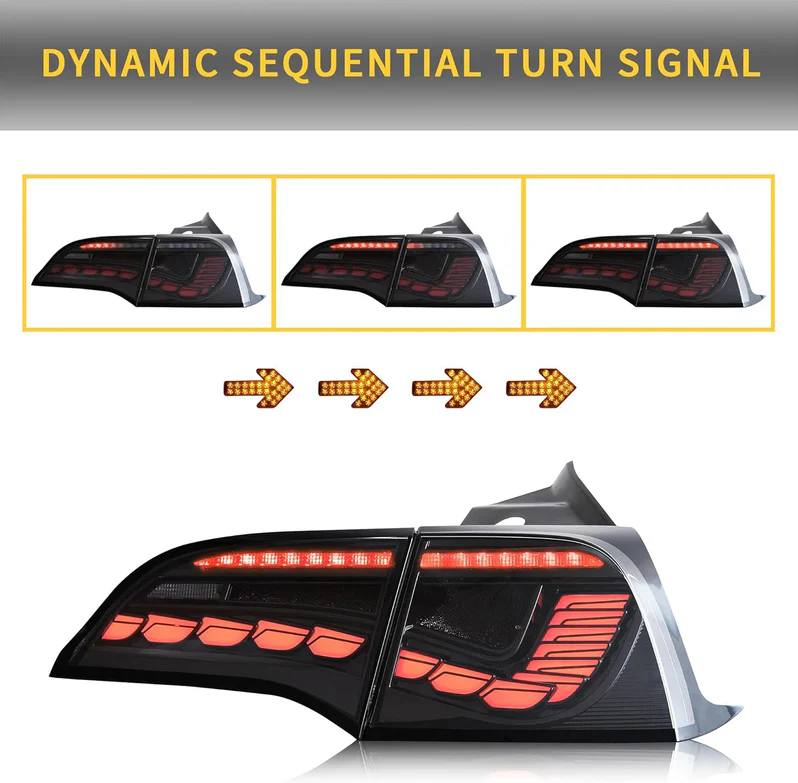 VLAND LED Taillights For 2017-2023 Tesla Model 3/Y Amber Turn signal - Image 3