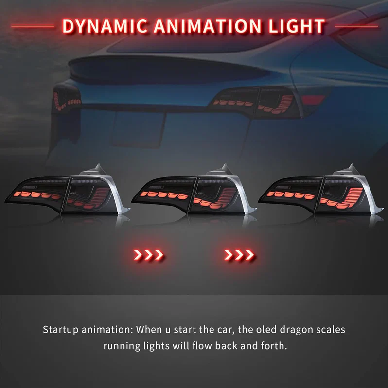 VLAND LED Taillights For 2017-2023 Tesla Model 3/Y Amber Turn signal - Image 6