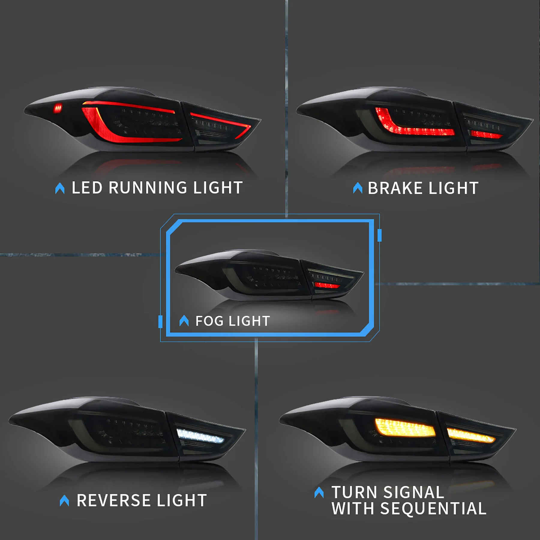VLAND LED Taillights For Hyundai Elantra Sedan 2012-2016 & Elantra Coupe 2013-2014 - Image 5