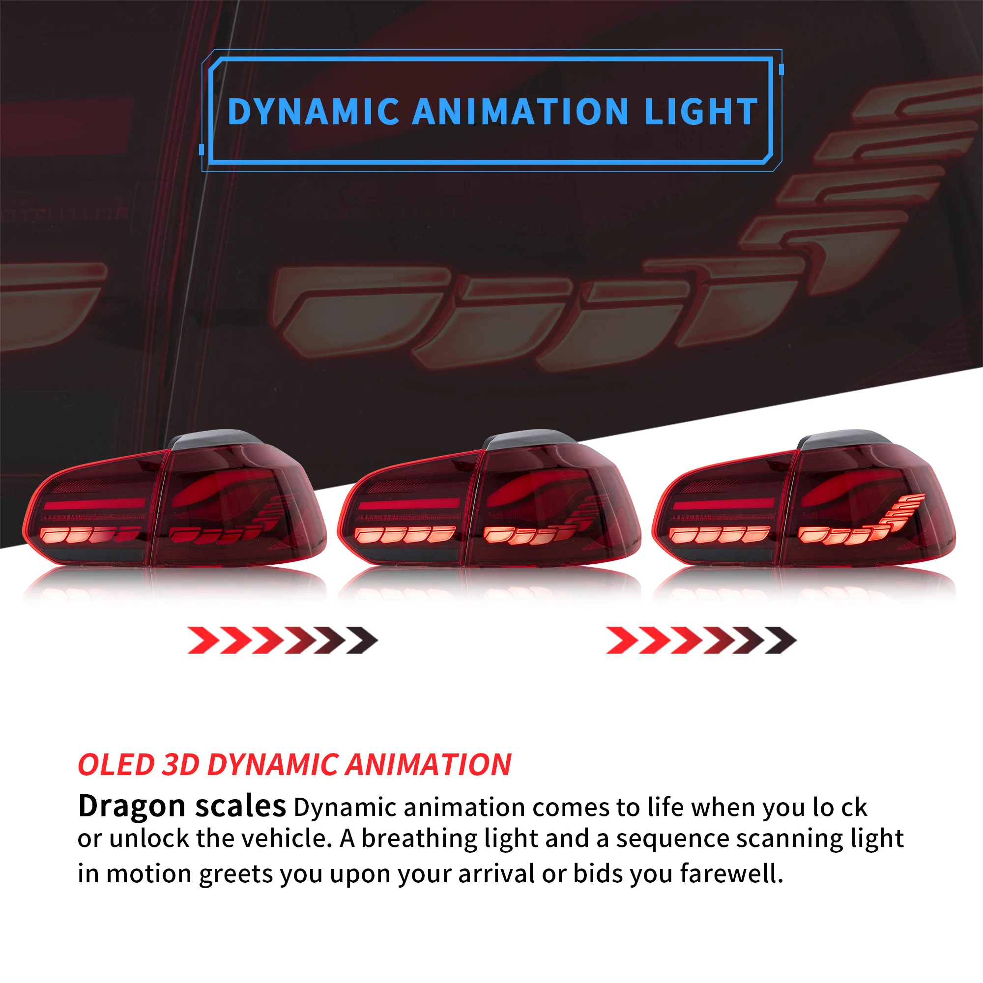 VLAND Full OLED Sequential Tail Lights Assembly Compatible for Volkswagen Golf 6 MK6 2009-2014(Europe is 2008-2012) - Image 8