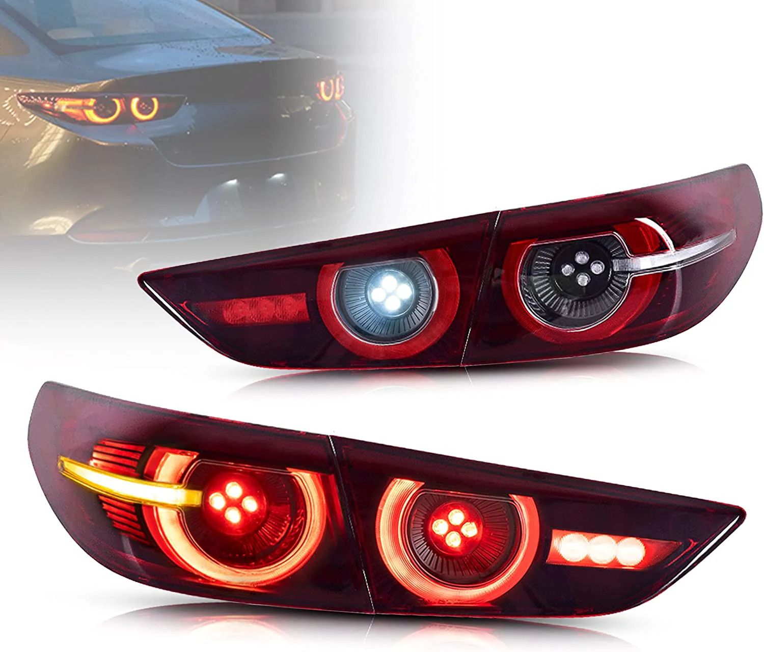 VLAND Tail Lights For Mazda 3 Axela Sedan 2019-2025 w/ Dynamic Welcome Lighting - Image 2