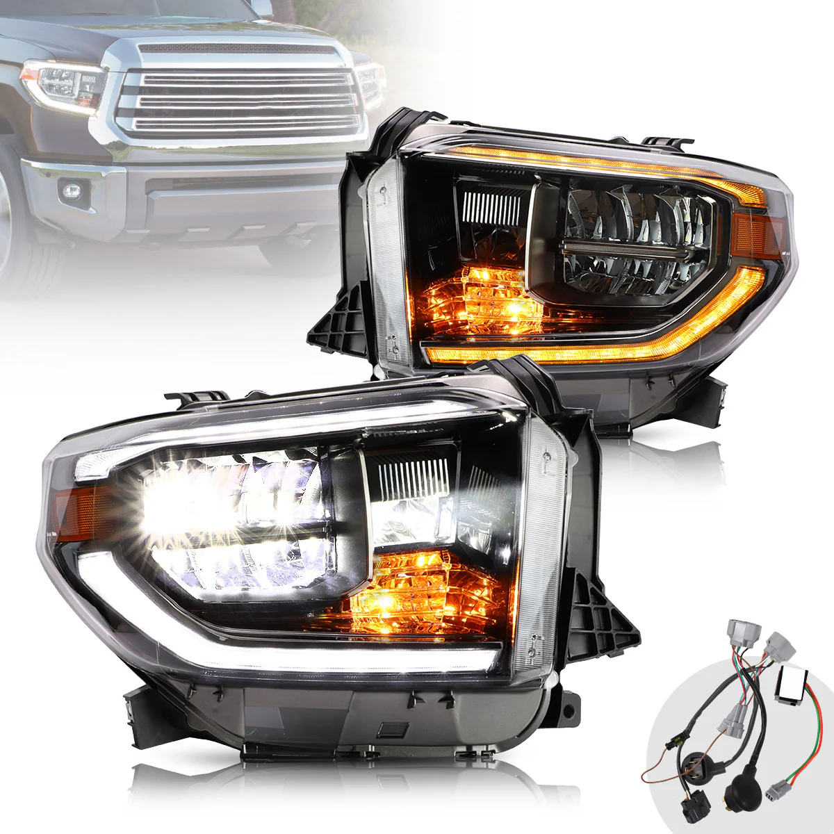 VLAND Full LED Sequential Headlights For Toyota Tundra 2014-2021