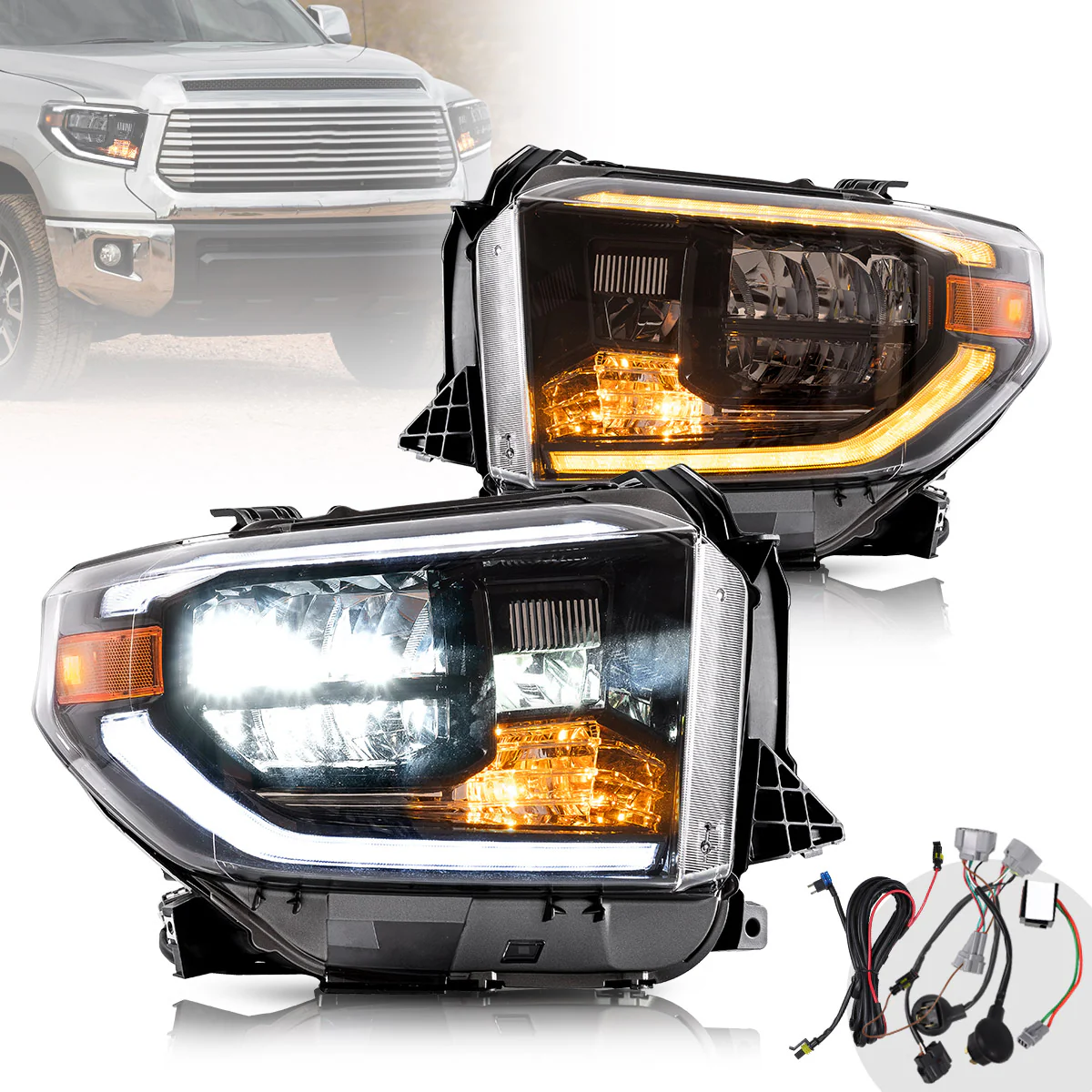 VLAND Full LED Sequential Headlights For Toyota Tundra 2014-2021 - Image 2