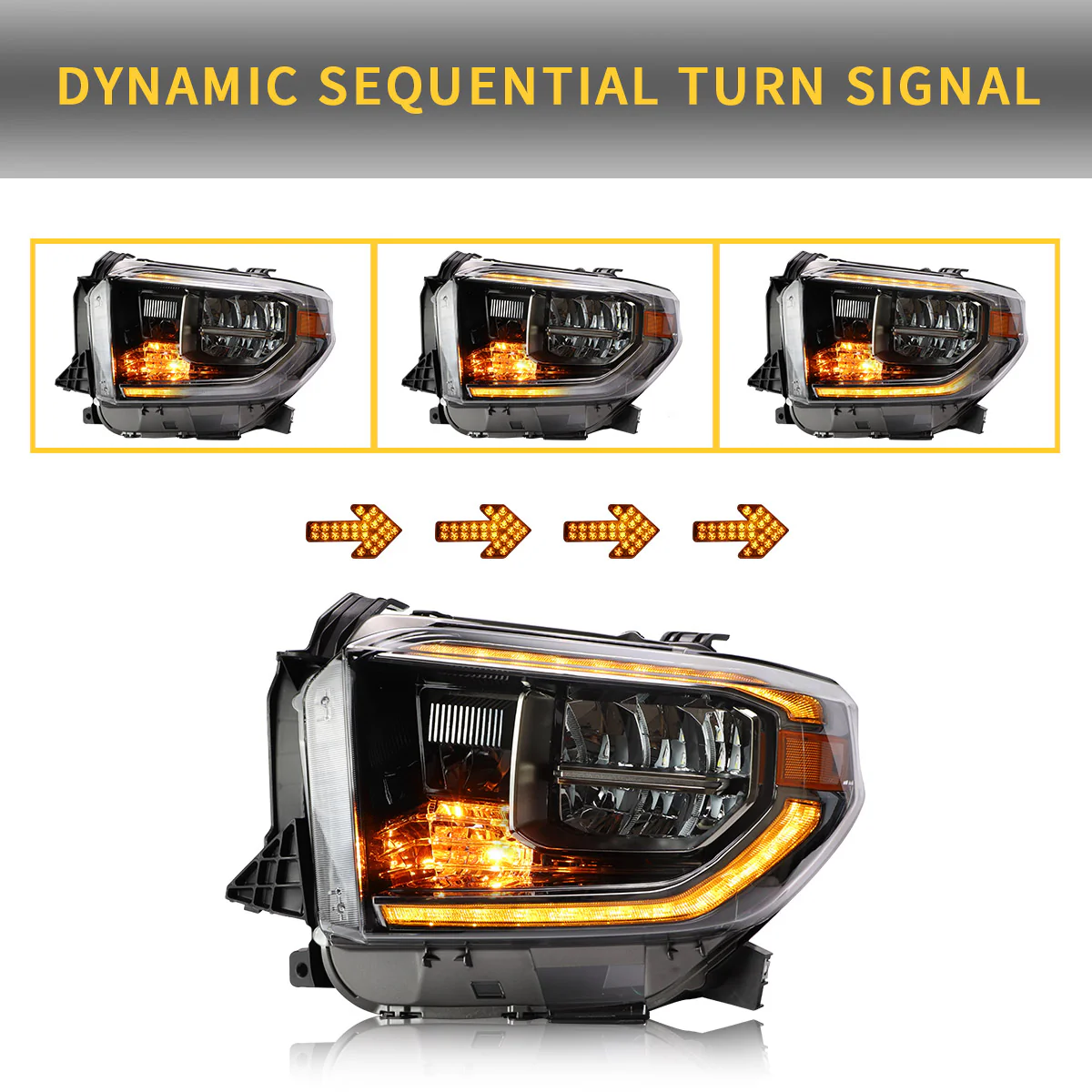 VLAND Full LED Sequential Headlights For Toyota Tundra 2014-2021 - Image 6